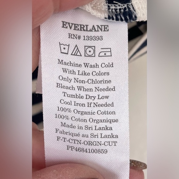 Everlane Womens Organic Cotton Black / Cream Striped Crewneck Racerback Tank; XS - Picture 3 of 4